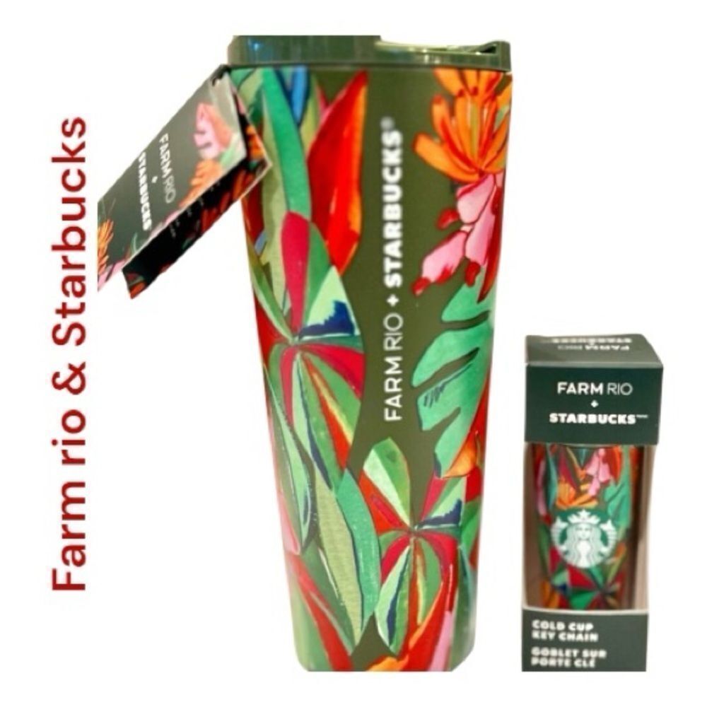 FARM RIO Starbucks LIMITED EDITION  Dark Green Banana Leaves Tumbler / Keychain